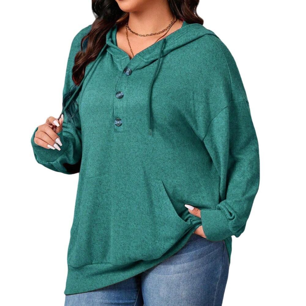 SHEIN Green Button-Up Hoodie